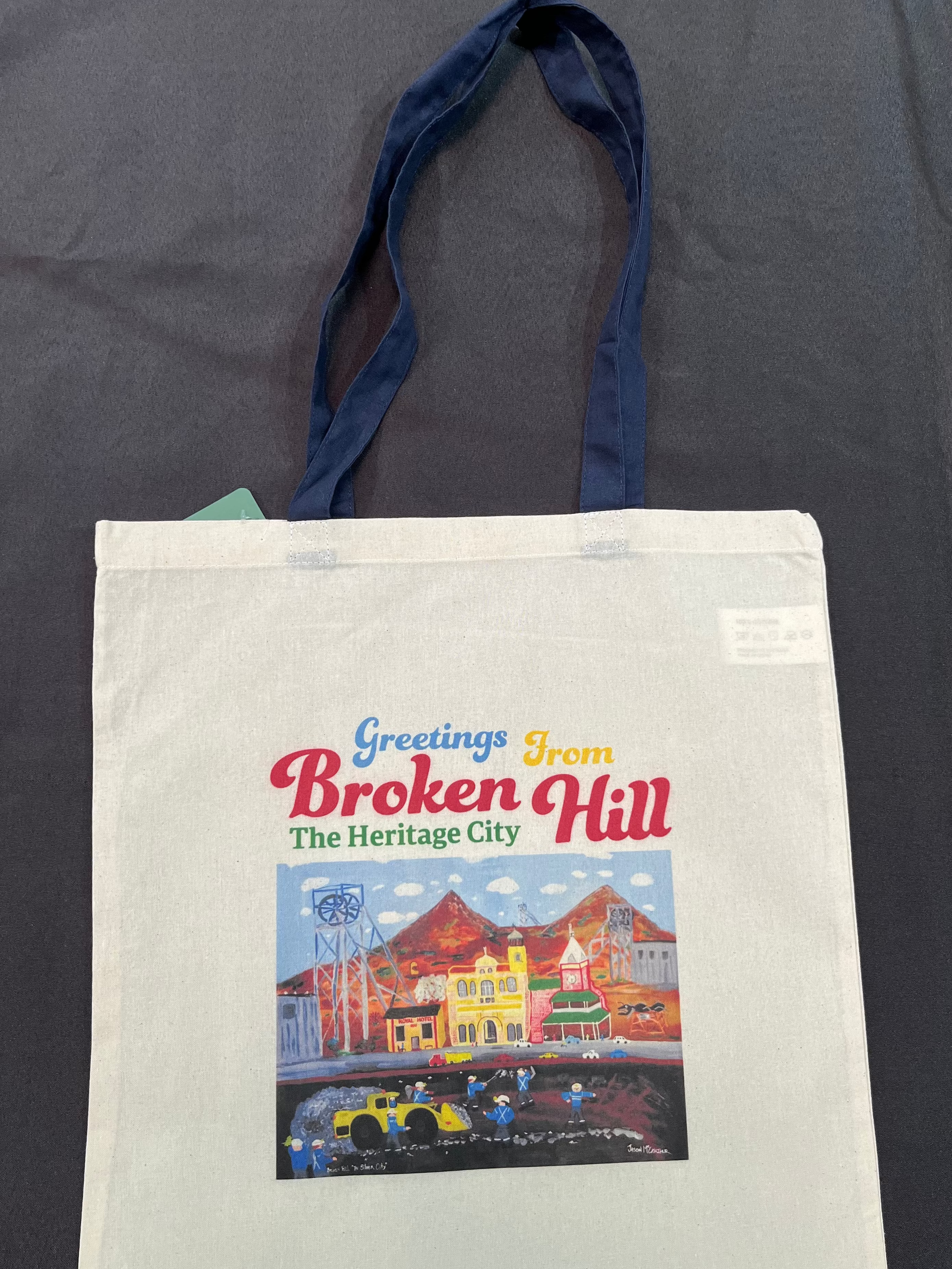 Broken Hill Tote Bag Navy Handle